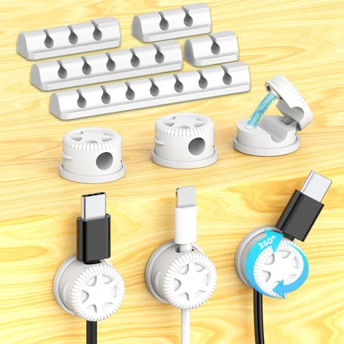 Miniatura 7 de Organizador de cables de organización de cables, clips magnéticos para cables, soporte de alambre adhesivo para debajo del escritorio, mesita