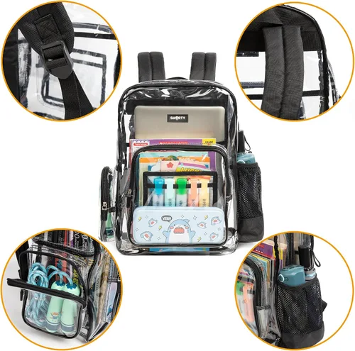Miniatura 4 de J.CARP Mochila Transparente Resistente de Alta Capacidad, Bolsa Duradera y Transparente