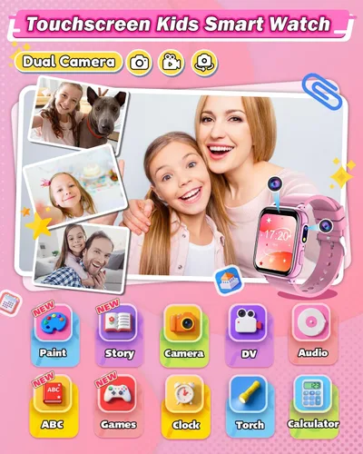 Miniatura 2 de Sueseip Relojes inteligentes para niños, juguetes para niñas de 6 a 8 años, pantalla táctil HD, cámaras duales, reloj para niñas de 8 a 10 años