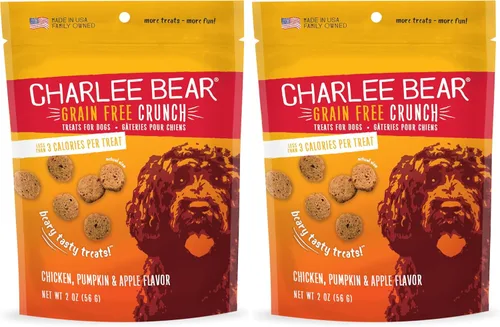 Miniatura 14 de Charlee Bear Crunch - Golosinas para perros sin granos, pavo, batata y manzana, bolsa resellable de 8 onzas, golosinas de entrenamiento bajas