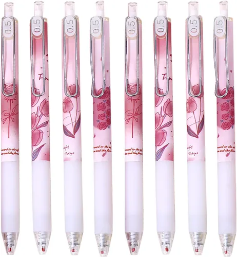 Miniatura 21 de 8 bolígrafos retráctiles estéticos de gel, bolígrafos de escritura de tinta con punta fina suave de 0.020 in, bolígrafos de impresión novedosos