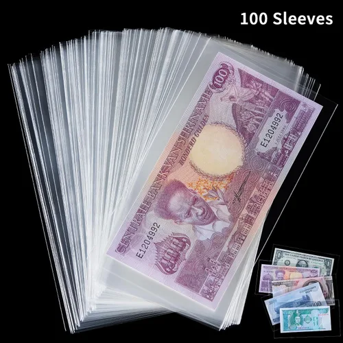 Miniatura 4 de 100 piezas de fundas para monedas - Portadólares transparentes con caja de almacenamiento, protector de billetes para colección de billetes