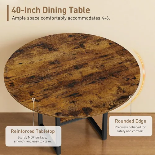 Miniatura 7 de RALGEND Juego de mesa de comedor redonda para 4, mesa de cocina y sillas de 5 piezas con estante de almacenamiento, juego de mesa circular con mesa