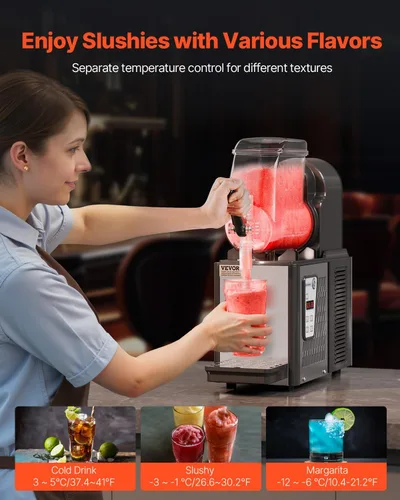 Miniatura 3 de VEVOR Máquina comercial para granizados, máquina de bebidas congeladas de un solo tanque de 4L, 16 tazas de acero inoxidable para batido