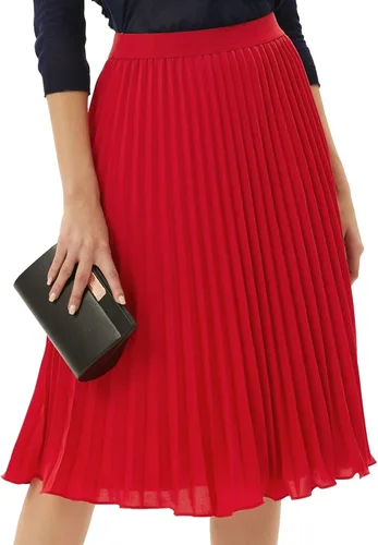 Miniatura 64 de GRACE KARIN - Falda plisada de gasa para mujer, con cintura alta y elástica, vuelo, corte acampanado y longitud por debajo de la rodilla