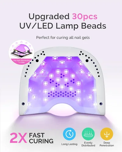 Miniatura 4 de MelodySusie Lámpara de uñas LED compacta con guantes UV, secadora de uñas P-PLUS30A con sensor inteligente que cura todos los geles, especialmente