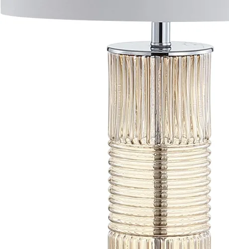 Miniatura 5 de JONATHAN Y Lámpara de mesa de cristal champán y cristal, lámpara de pilar de transición contemporánea para sala de estar, dormitorio, pantalla
