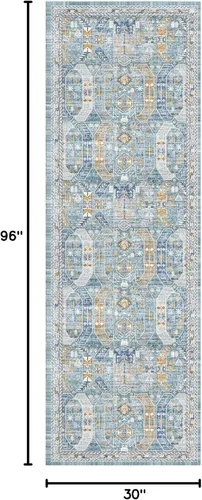 Miniatura 885 de Madane Tapete lavable de 2 x 10 pies para pasillo, cocina, recibidor, clásico, suave, antideslizante para interiores, casa de campo, baño, sala
