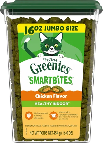 Miniatura 16 de Greenies Feline Smartbites - Golosinas saludables para gatos de interior, sabor a atún, tina de 16 onzas
