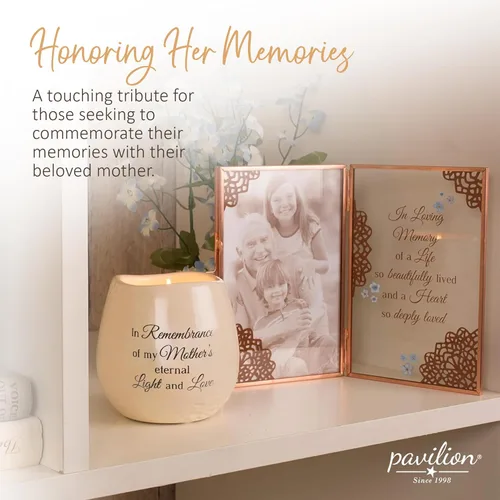 Miniatura 5 de Pavilion Light Your Way Recipiente Cerámico Conmemorativo - Vela 100% de Cera de Soja con Texto "In Remembrance Of My Mother's Eternal Light And