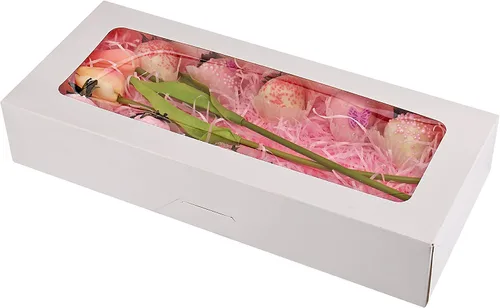 Miniatura 2 de RIFMEAE Paquete de 24 cajas de galletas de 14 x 6 x 2.5 pulgadas, cajas de panadería con ventana, cajas de fresas, cajas de golosinas emergentes