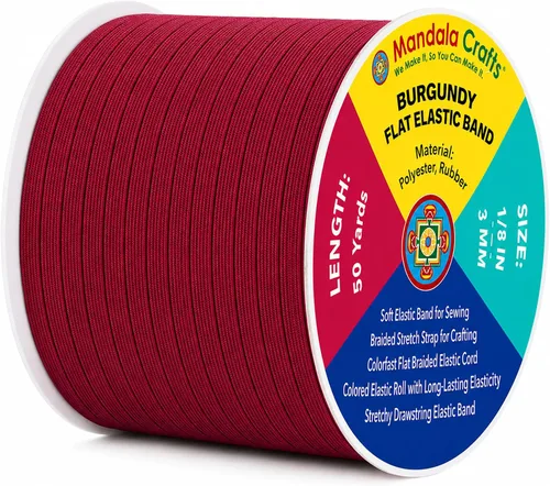 Miniatura 137 de Mandala Crafts - Rollo de cordón elástico plano para costura y manualidades Blanco