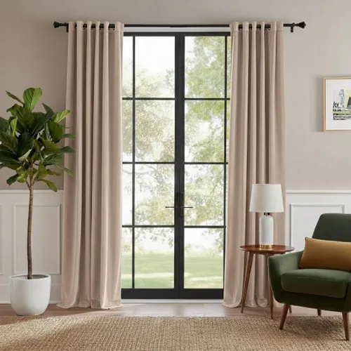 Miniatura 30 de RYB HOME Cortinas de terciopelo beige camello 84 pulgadas, cortinas gruesas de terciopelo para oscurecer la habitación para decoración de granja