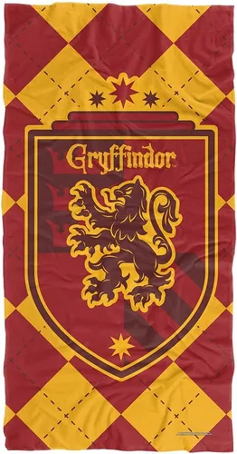 LOGOVISION Harry Potter Gryffindor Plaid Sigil - Toalla de playa con licencia oficial de 30 x 60 pulgadas Gryffindor - Sello a cuadros