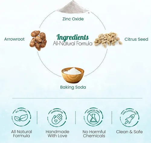 Miniatura 2 de BeNat Polvo corporal natural sin talco para hombres, mujeres, niños y bebés, máxima comodidad, absorbe la humedad, desodorante corporal natural