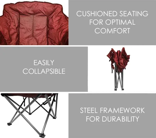 Miniatura 5 de Zenithen Limited - Silla plegable portátil acolchada Guidesman, perfecta para camping, eventos deportivos al aire libre, muebles de patio y Rojo