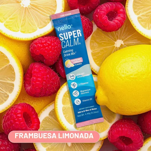 Miniatura 7 de Nello Supercalm - Mezcla de bebida en polvo, reductor de cortisol y ayuda para dormir, L Teanina, Ashwagandha Ksm-66, Magnesio Glicinato, Vitamina
