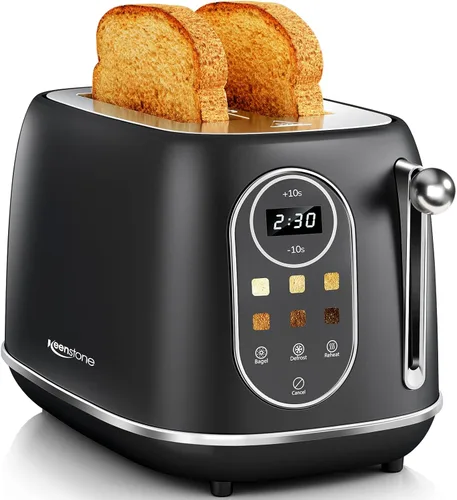 Miniatura 14 de Keenstone Tostadora Inteligente con Pantalla Táctil de 2 Rebanadas, Tostadora Retro de Acero Inoxidable de Ranura Ancha con 6 Niveles de Dorado