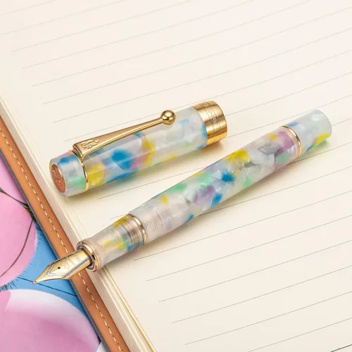 Miniatura 6 de Jinhao 100 - Pluma estilográfica de estilo clásico en celuloide, instrumento de escritura suave con punta #6, juego de pluma con convertidor