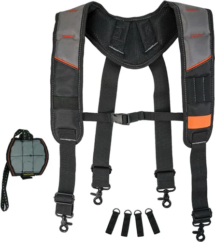 KUNN Cinturón de herramientas con suspensión y pulsera magnética para carpintero, electricista (Color Gris)