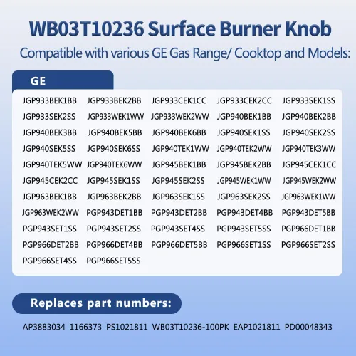 Miniatura 4 de 4 piezas de perillas de control de quemador WB03T10236, perillas de cocina de gas negras para estufa/cocina/horno GE, no universales
