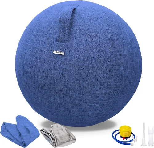Miniatura 9 de Silla de pelota de ejercicio con cubierta de tela, tamaño estándar (63.5 cm / 25 pulgadas), para oficinas en casa, entrenamiento de equilibrio