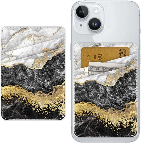 Miniatura 10 de Titular de Tarjeta de Cuero para Teléfono, Billetera Adhesiva para Teléfono, Elegante Funda con Soporte para Tarjetas de Crédito, Adecuado