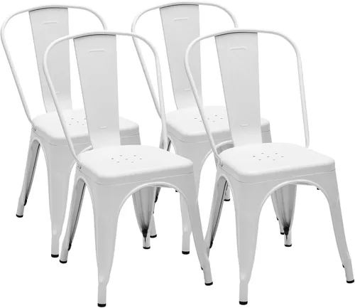 Miniatura 11 de DUMOS Juego de 4 taburetes de bar de altura de mostrador, sillas de comedor apilables de metal de 18 pulgadas, taburetes de bar modernos para isla