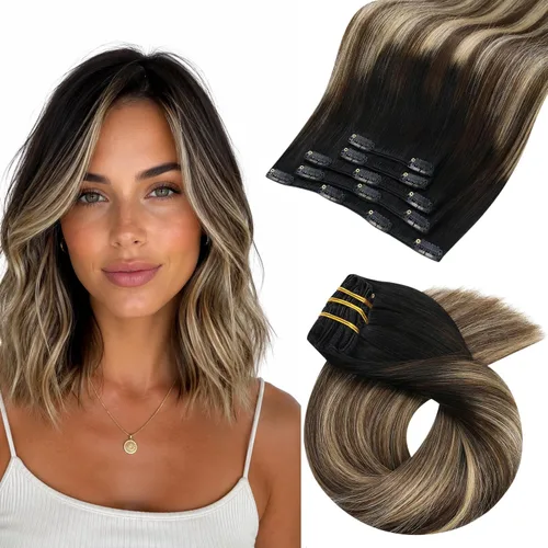 Miniatura 87 de Moresoo Extensiones de cabello humano Remy con clip, color rubio platino, extensiones de cabello humano real de doble trama, color rubio #60, 18
