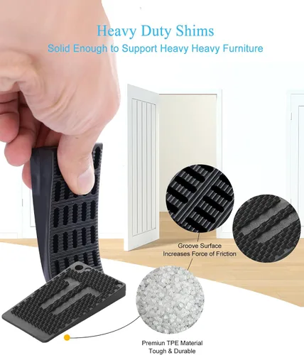 Miniatura 4 de Niveladores de muebles – Cuñas de nivelación de goma apilables para puerta para mesa tambaleante, silla, fijación de gabinete, uso en interiores