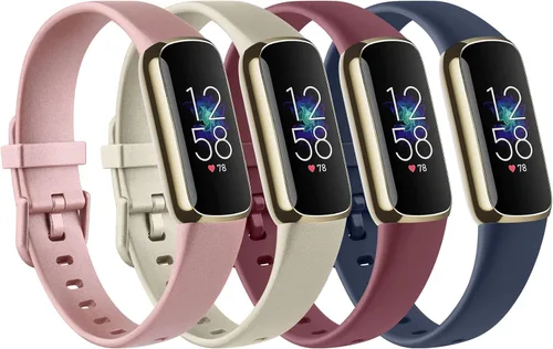 Miniatura 11 de Paquete de 4 correas deportivas compatibles con Fitbit Luxe para mujeres y hombres, correas deportivas de repuesto de silicona suave para Fitbit