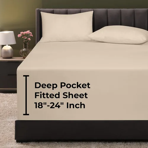 Miniatura 70 de Royale Linens Sábana Bajera King - Microfibra Cepillada Ultra Suave 1800 - Sábanas Inferiores de Lujo Hotelero - Sin Arrugas y Resistente a la Rosa