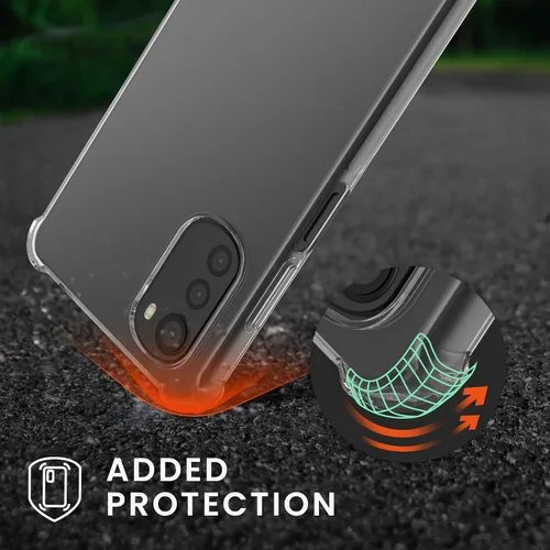 Miniatura 2 de kwmobile Funda cruzada compatible con Motorola Moto E32/Moto E32s - Funda transparente de TPU con correa de cordón - Negro/Transparente
