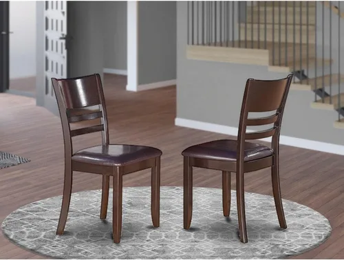 Miniatura 2 de East West Furniture LYC-CAP-LC Lynfield - Sillas de comedor tapizadas de piel sintética, juego de 2, color capuchino