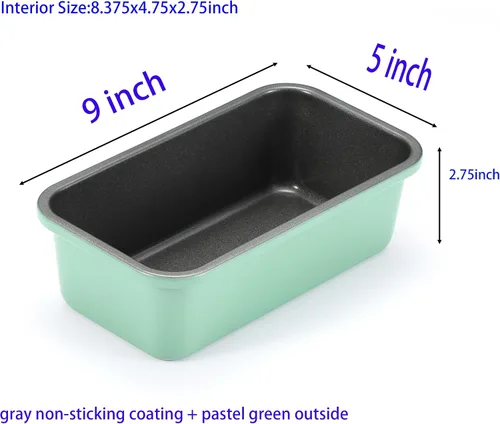Miniatura 3 de Monfish Moldes de pan para hornear en casa, 2 moldes de acero al carbono de 1 libra, verde romero de 9 x 5 pulgadas, molde antiadherente para pan