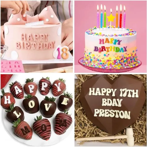Miniatura 4 de 4 piezas Moldes de Letras para Fresas Cubiertas de Chocolate, Molde de Silicona de Alfabeto Números Mayúsculas Minúsculas Fondant para Hacer Dulces