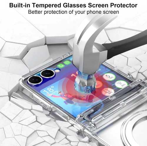 Miniatura 4 de Funda magnética diseñada para Samsung Galaxy Z Flip 6/5 con protección de bisagra, protector de pantalla y soporte [compatible con MagSafe], funda