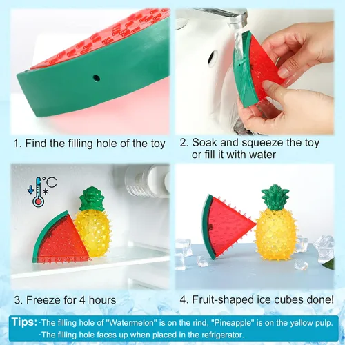 Miniatura 6 de Pawaboo Juguetes masticables refrescantes para mascotas, juguete de dentición congelable para cachorros, forma de sandía y piña, juguetes Colorido
