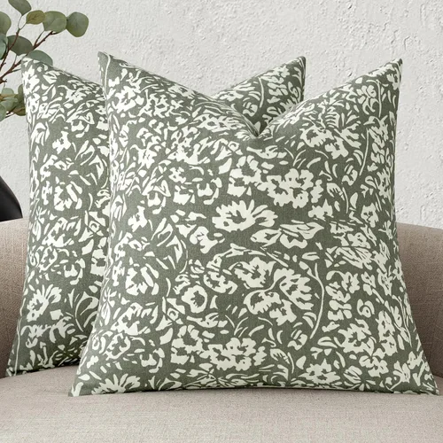 Miniatura 11 de MIULEE Fundas de almohada florales 18x18, juego de 2 fundas de almohada decorativas modernas de lino, fundas de almohada neutras de estilo granja
