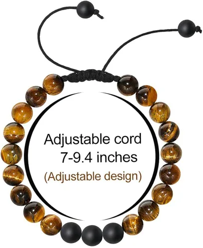 Miniatura 3 de Pulsera de ojo de tigre para hombre regalo 0315in de ojo de tigre piedra de lava y roca de lava pulsera de ansiedad ajustable para alivio