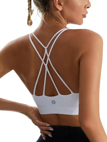 Miniatura 202 de Brasieres deportivos para mujer, con relleno, tipo camiseta sin mangas, sexis, con espalda cruzada, de alto impacto, largos, ideales para practicar