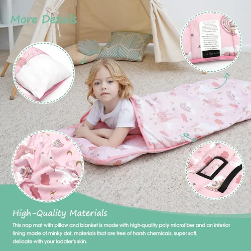 Miniatura 5 de ACRABROS Toddler Nap Mat with Pillow and Blanket, Large Rolled Napping Mats,Slumber Bags for Boys Girls,Kids Sleeping Bag for Daycare, Preschool