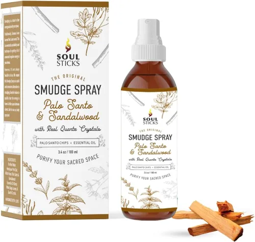 Miniatura 6 de SOUL STICKS Spray de Palo Santo y Sándalo para Limpieza y Energía Negativa Spray de Palo Santo 3.5oz con Cristales de Cuarzo Reales Spray