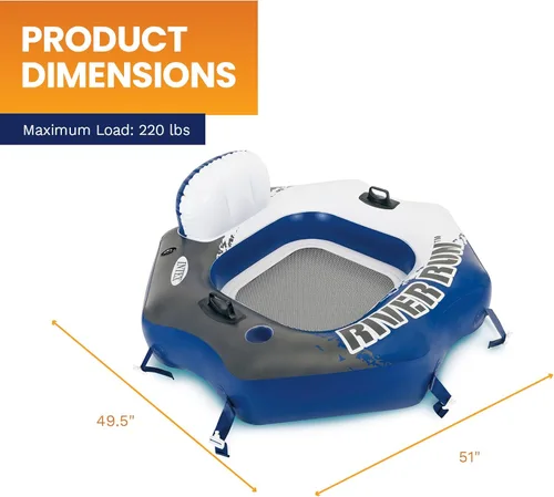 Miniatura 3 de Intex 58854EP River Run Connect Salón flotante inflable: respaldo cómodo - Portavasos incorporado - Asas duraderas - Conectores fáciles de usar