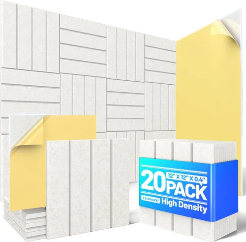 Miniatura 20 de Paquete de 12 paneles de espuma a prueba de sonido para paredes, paneles acústicos con listones autoadhesivos de 12 x 12 x 0.4 pulgadas, panel