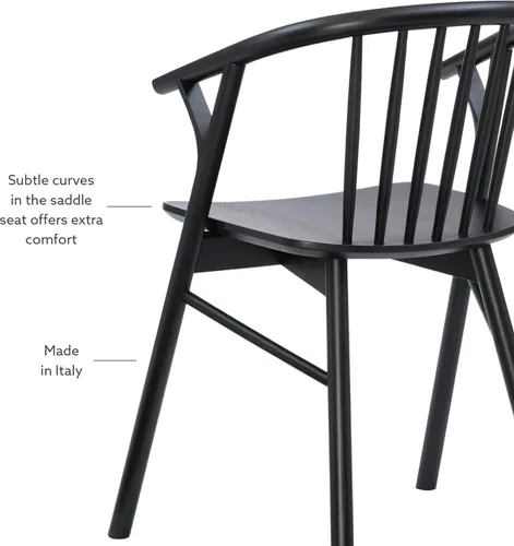 Miniatura 10 de Linon Breeanne - Silla de comedor con respaldo y silla de montar Windsor color negro