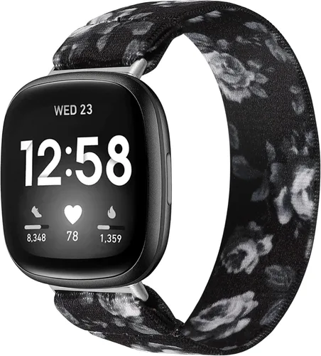 TOYOUTHS Compatible con Fitbit Sense/Sense 2 Band/Versa 3/Versa 4 Bandas para mujeres y hombres, correa de tela de nailon elástica de repuesto para