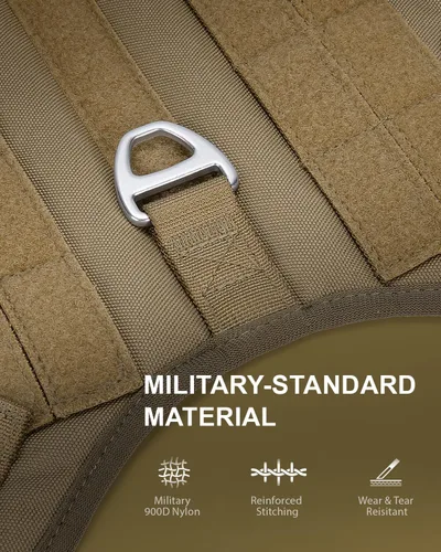 Miniatura 6 de FAYOGOO - Arnés táctico para perros grandes - Arnés de perro resistente a fugas con asa - Chaleco de perro de servicio militar sin tirones con Marrón