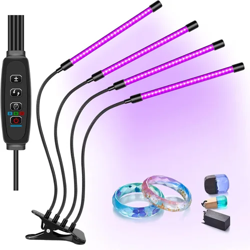 Miniatura 10 de Luz LED negra, temporizador de 3, 9 y 12 horas, 10 niveles regulables, luz UV, cabezal doble, 54 LED, luz negra, lámpara UV LED de 395-405 nm