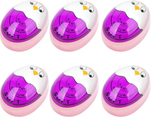 Temporizador de huevos sensible duro y suave, indicador de cambio de color hervido que indica cuándo los huevos están listos (púrpura 6 unidades)